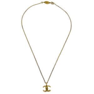 Chanel Cc Pendant Metal Gold Gold_Plated Necklace Jewelry